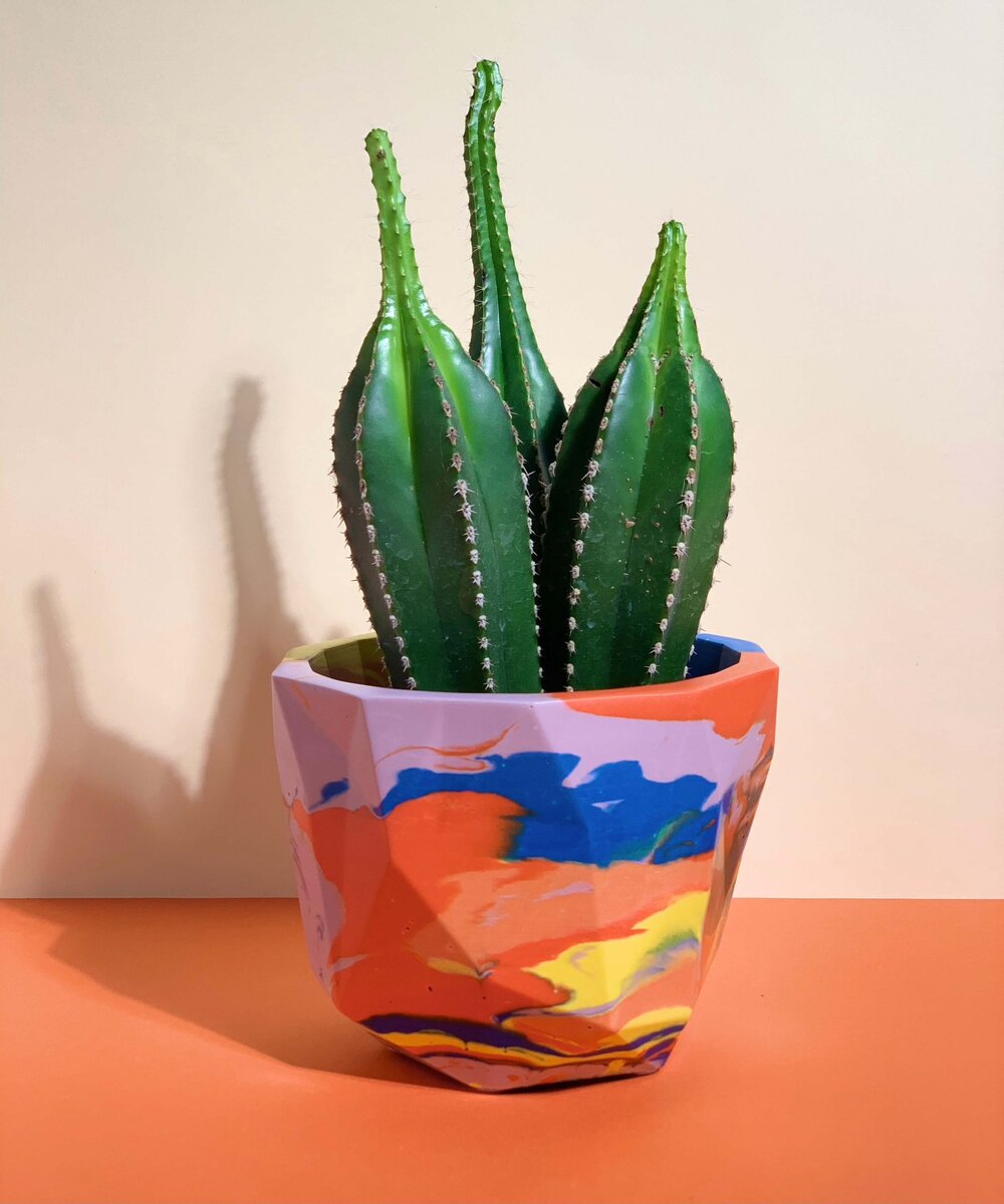 Marble Geometric Sunset Plant Pot