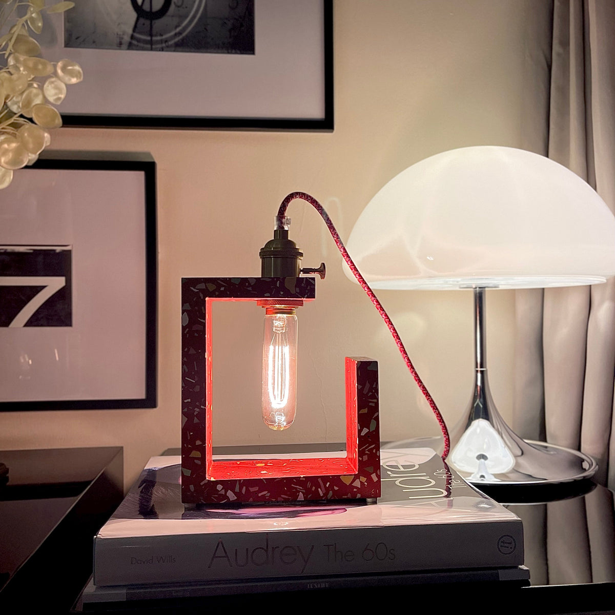 Modern Maroon Table Lamp