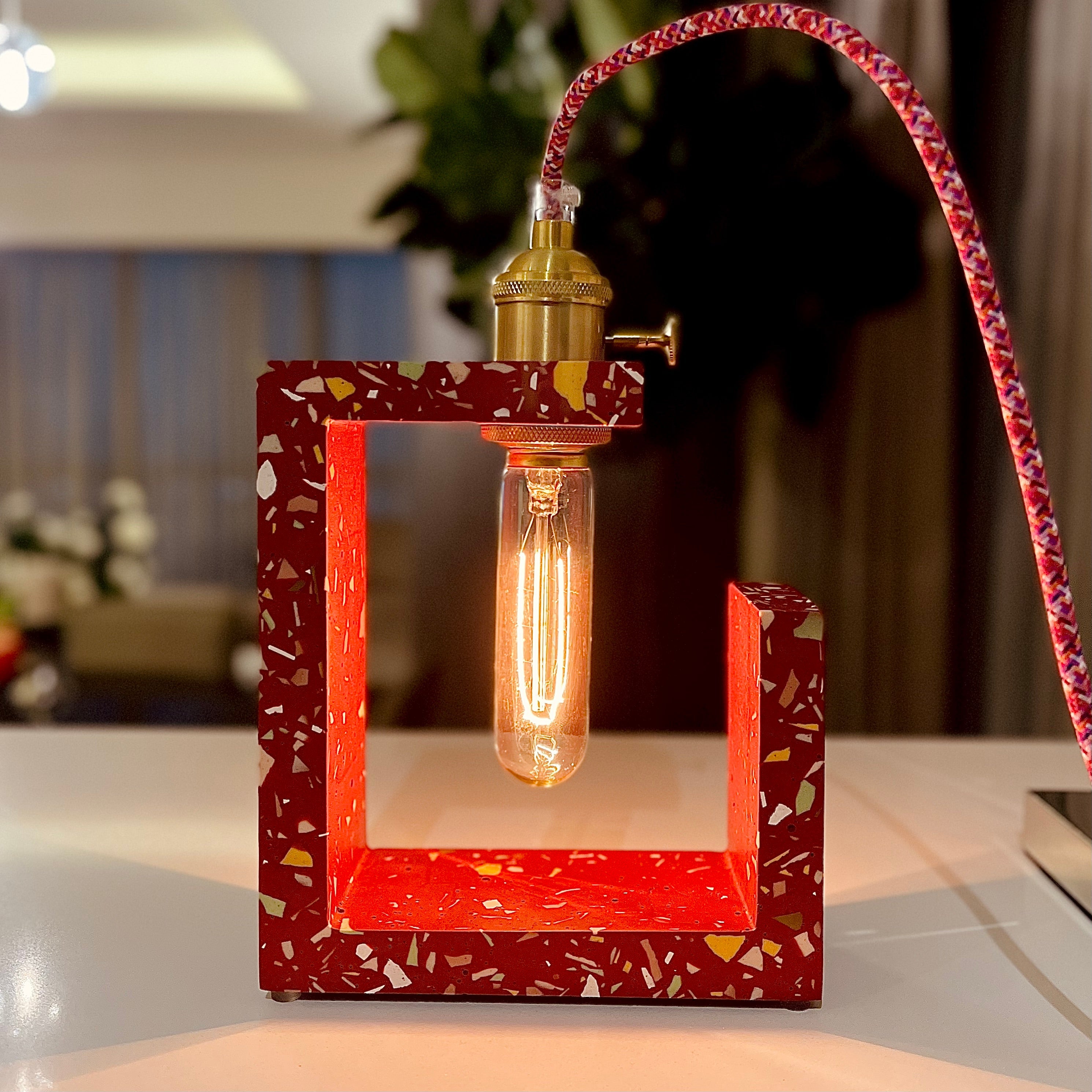 Modern Maroon Table Lamp