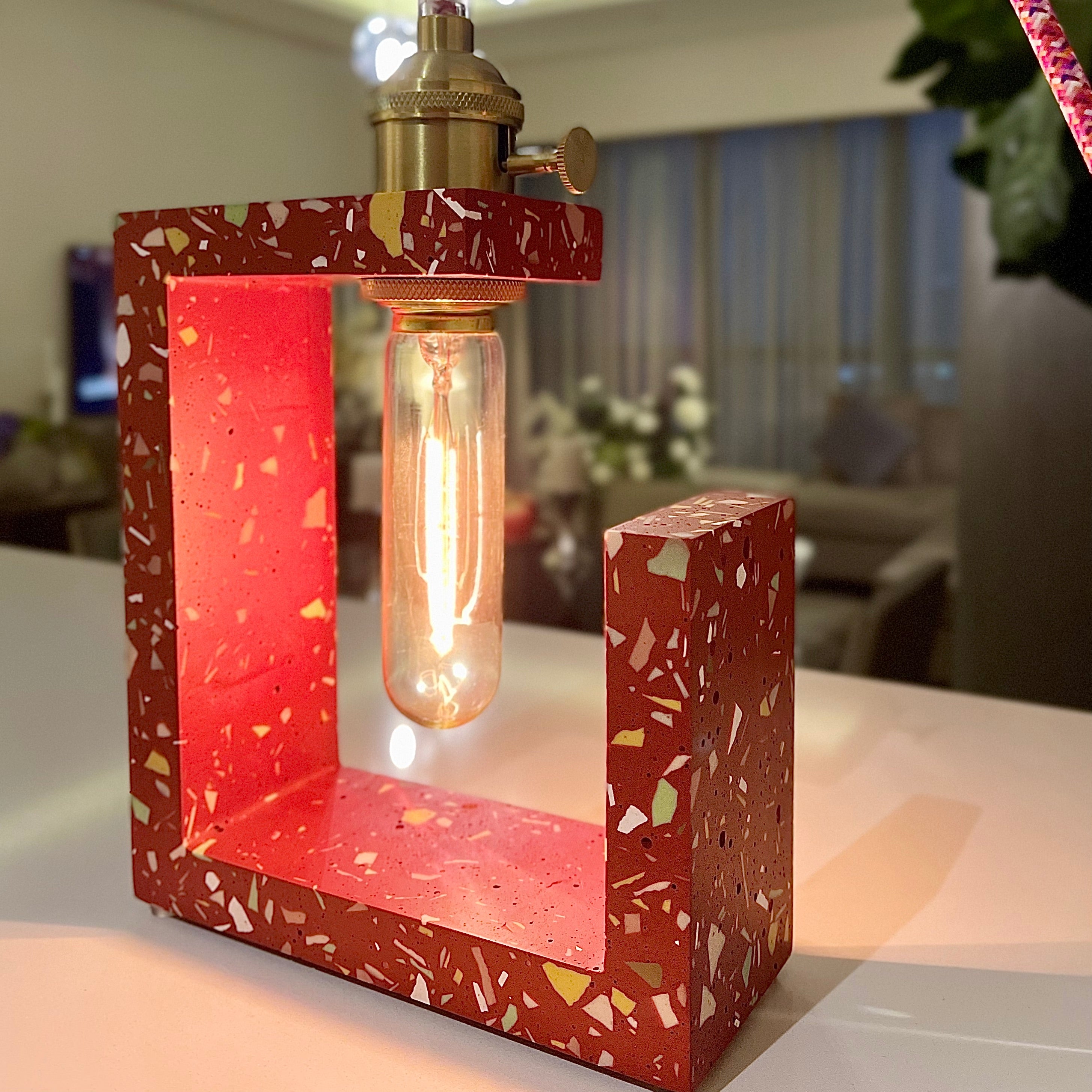 Modern Maroon Table Lamp