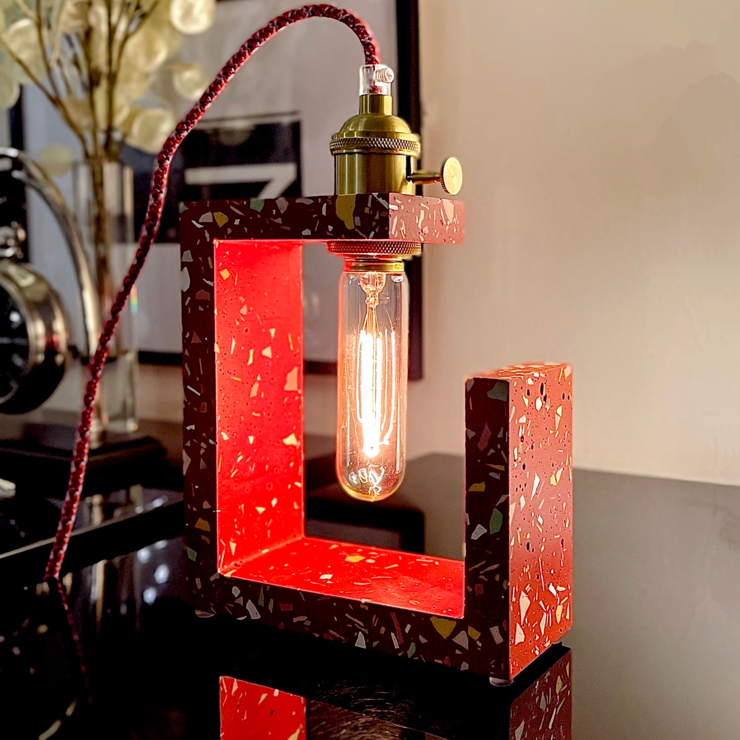 Modern Maroon Table Lamp