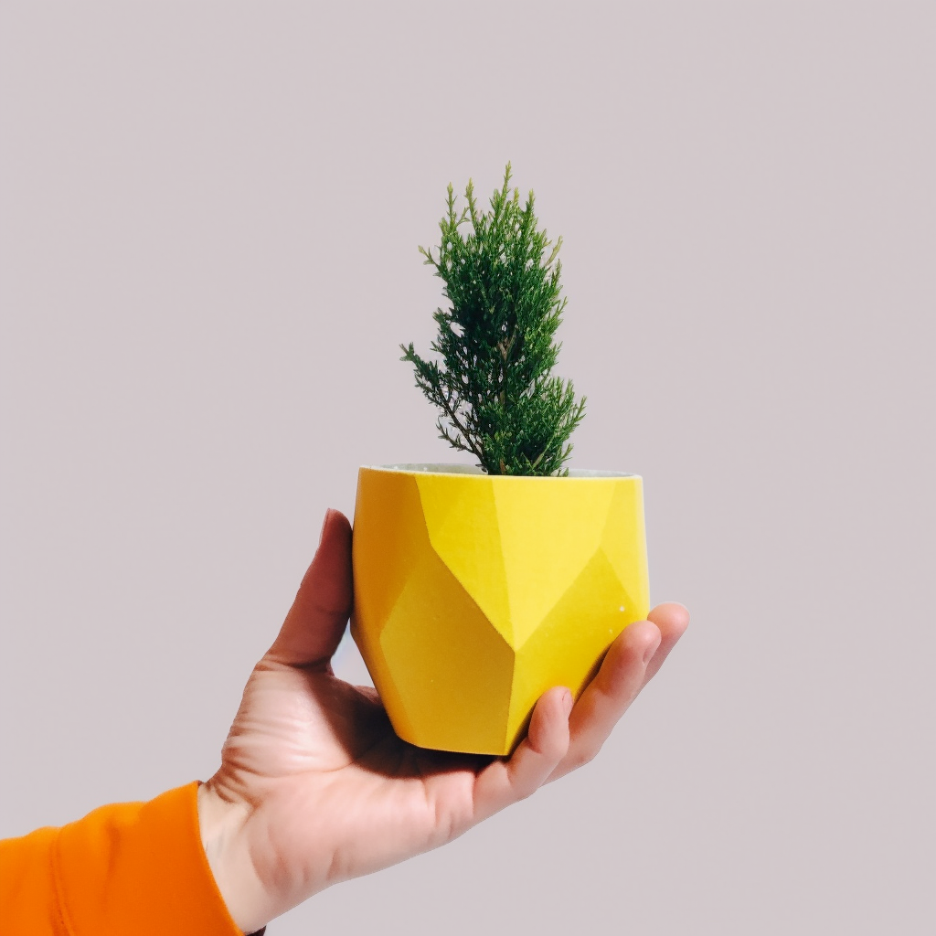 yellow geometric pot