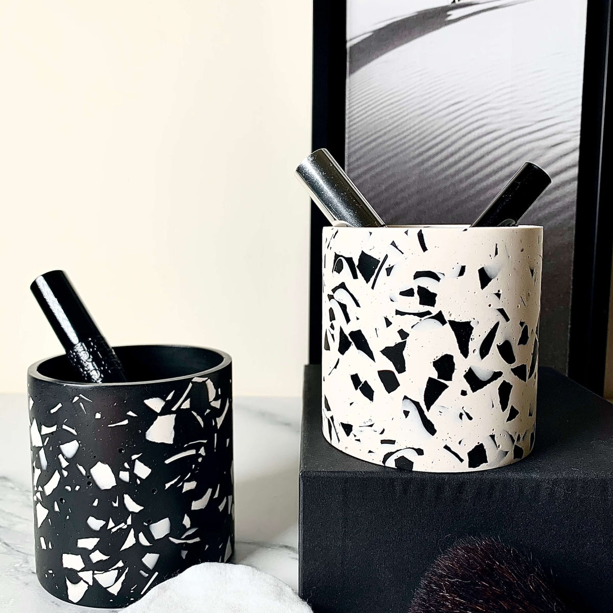 Black & White Terrazzo Pot