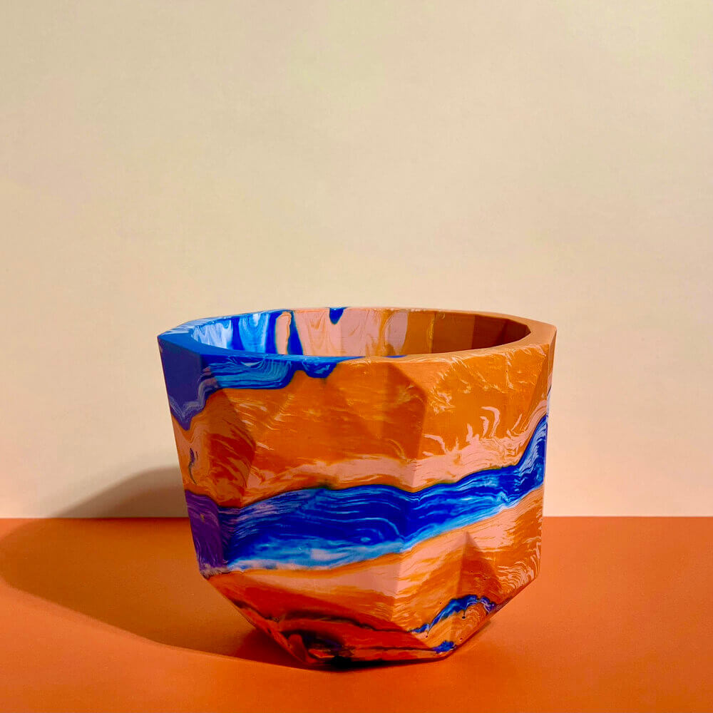 Marble Geometric Sunrise Plant Pot