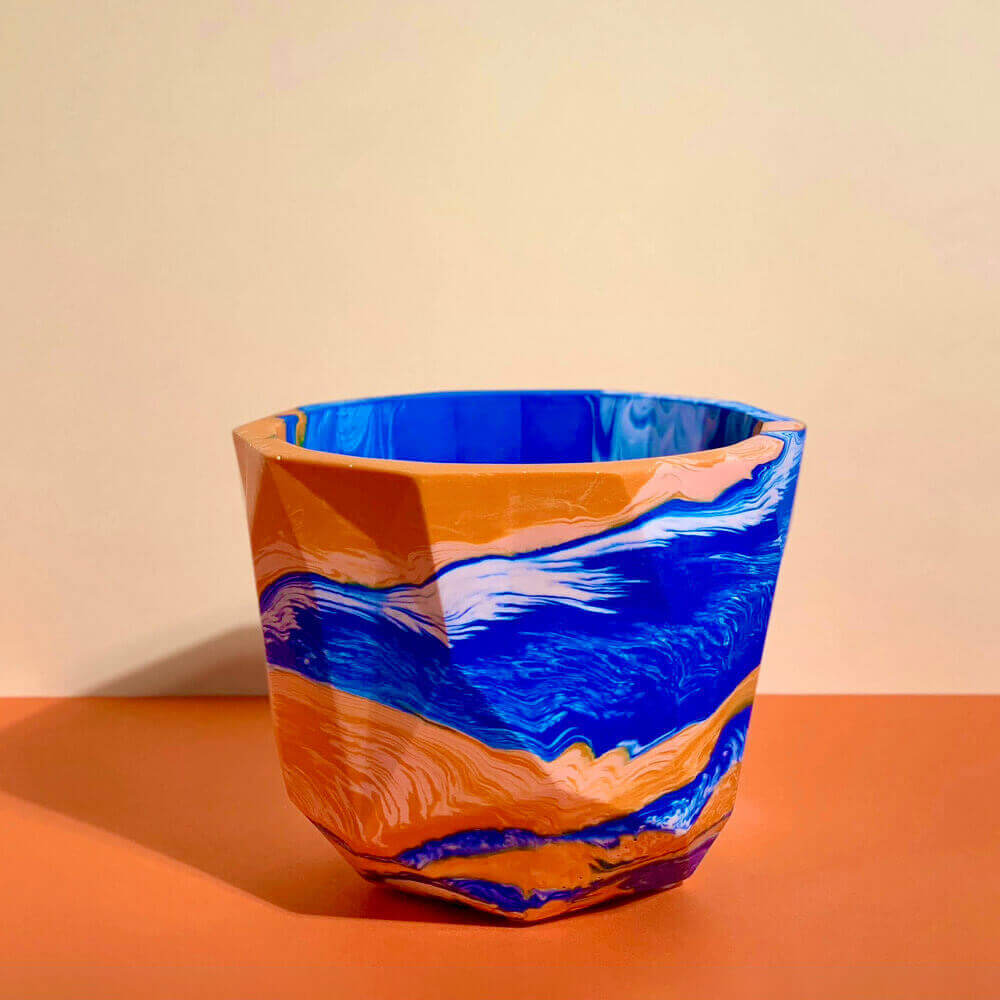 Marble Geometric Sunrise Plant Pot