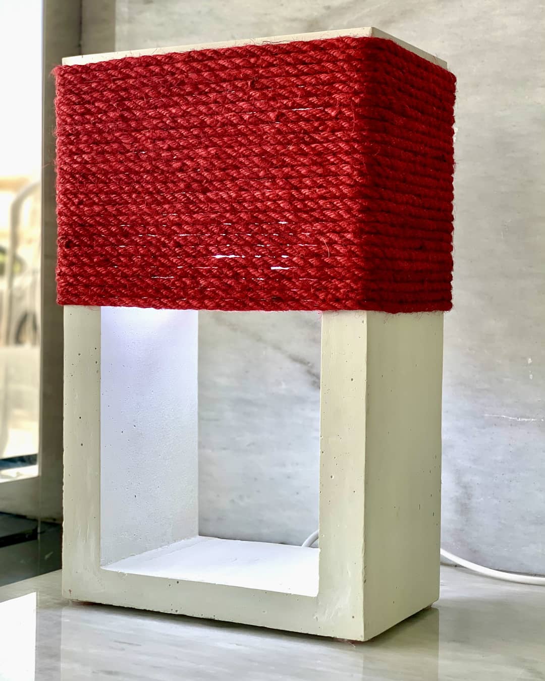 White Floor Lamp - Red Rope