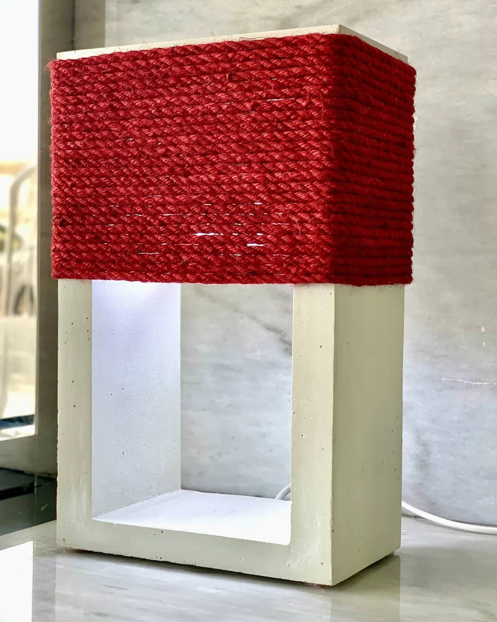 16 Inch Concrete Rope Cord Floor Lamp