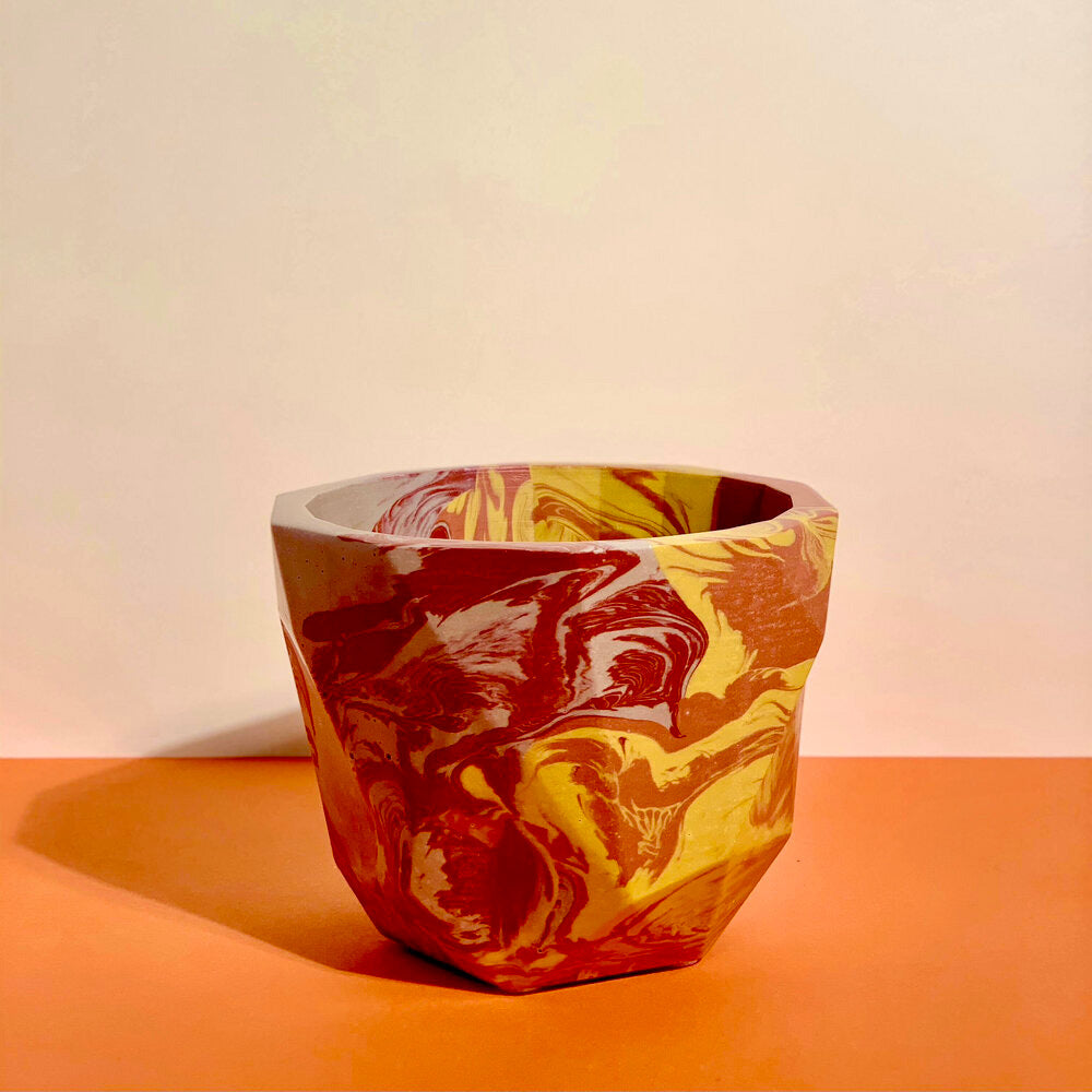 Marble Geometric Sandtone Plant Pot