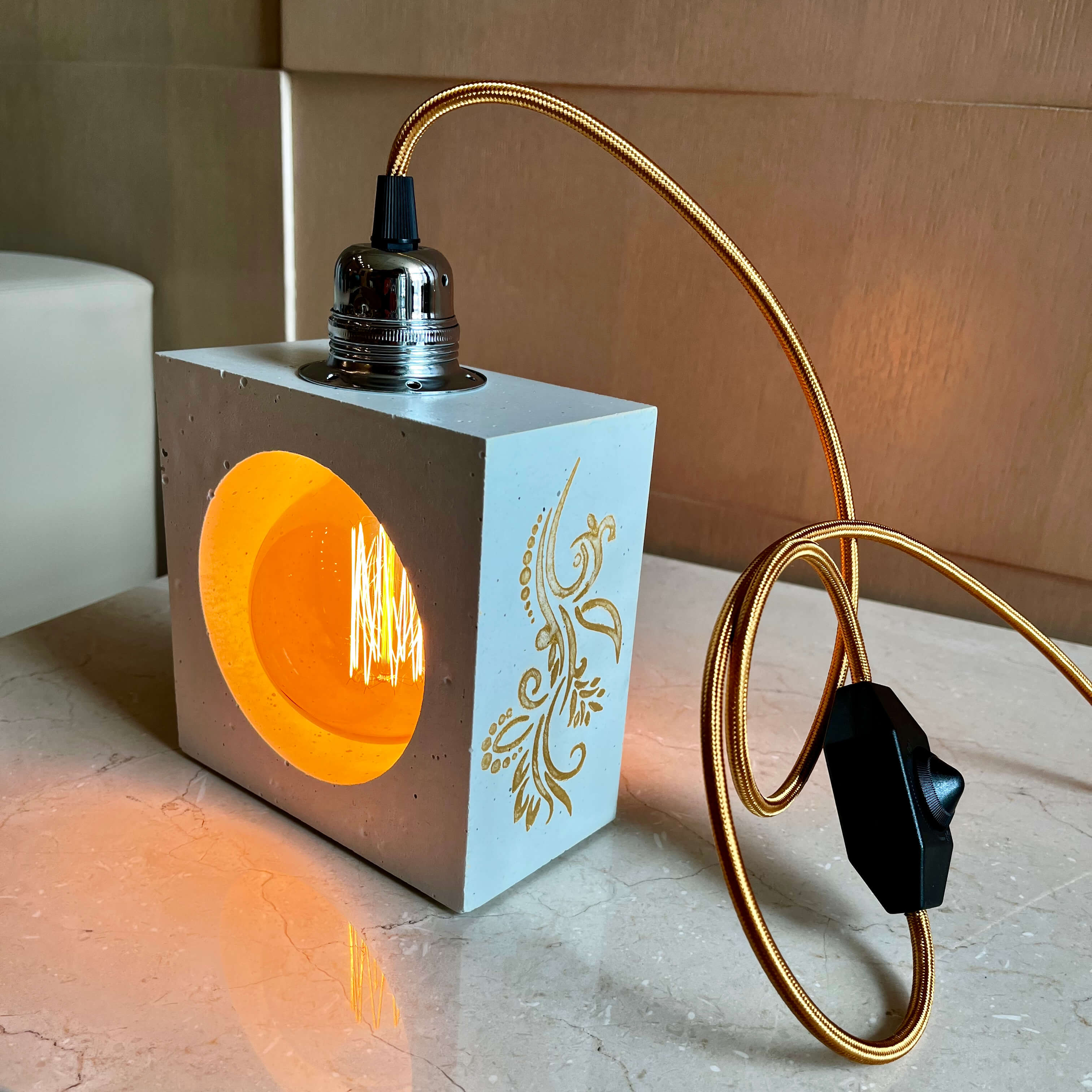 White Concrete Table Lamp