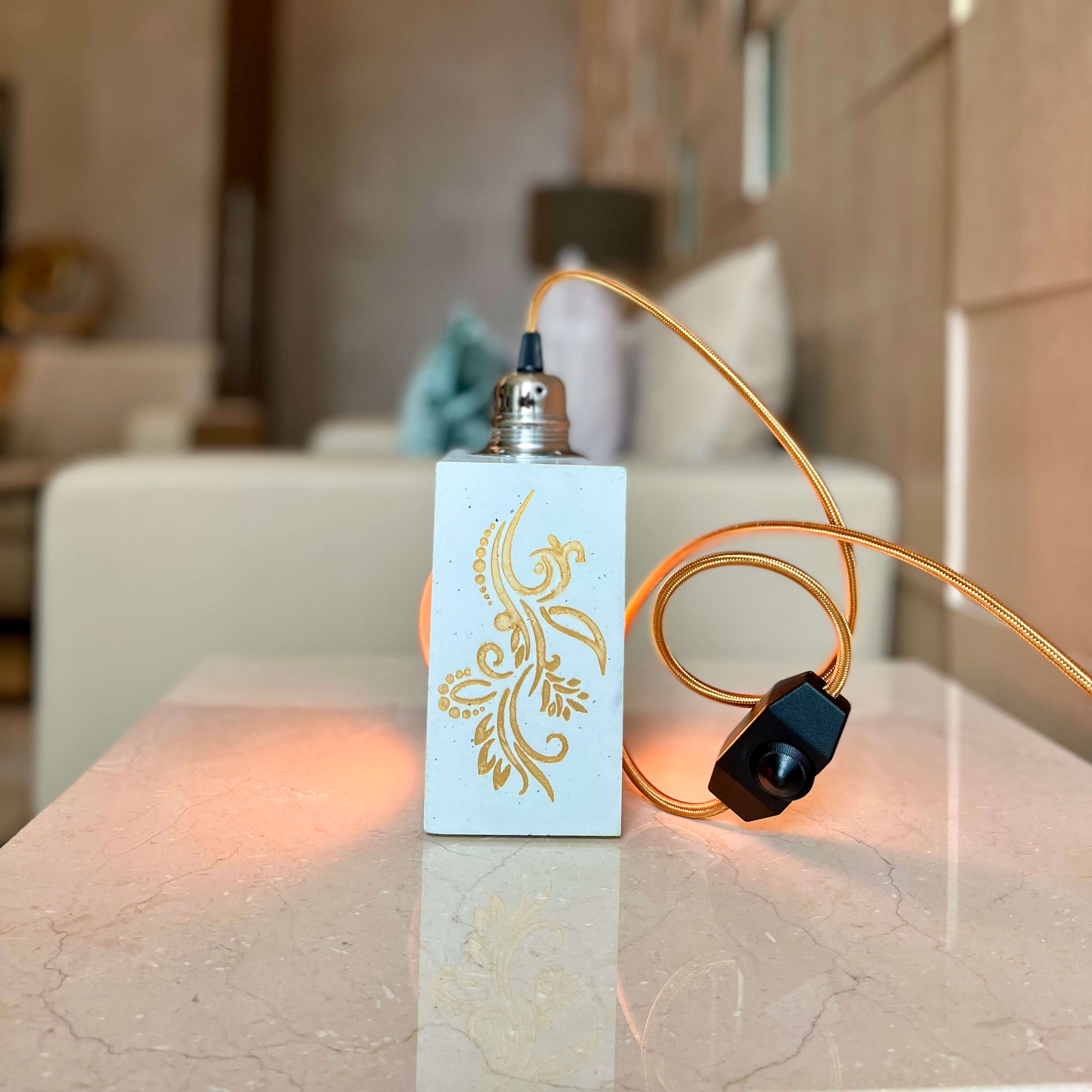 White Concrete Table Lamp