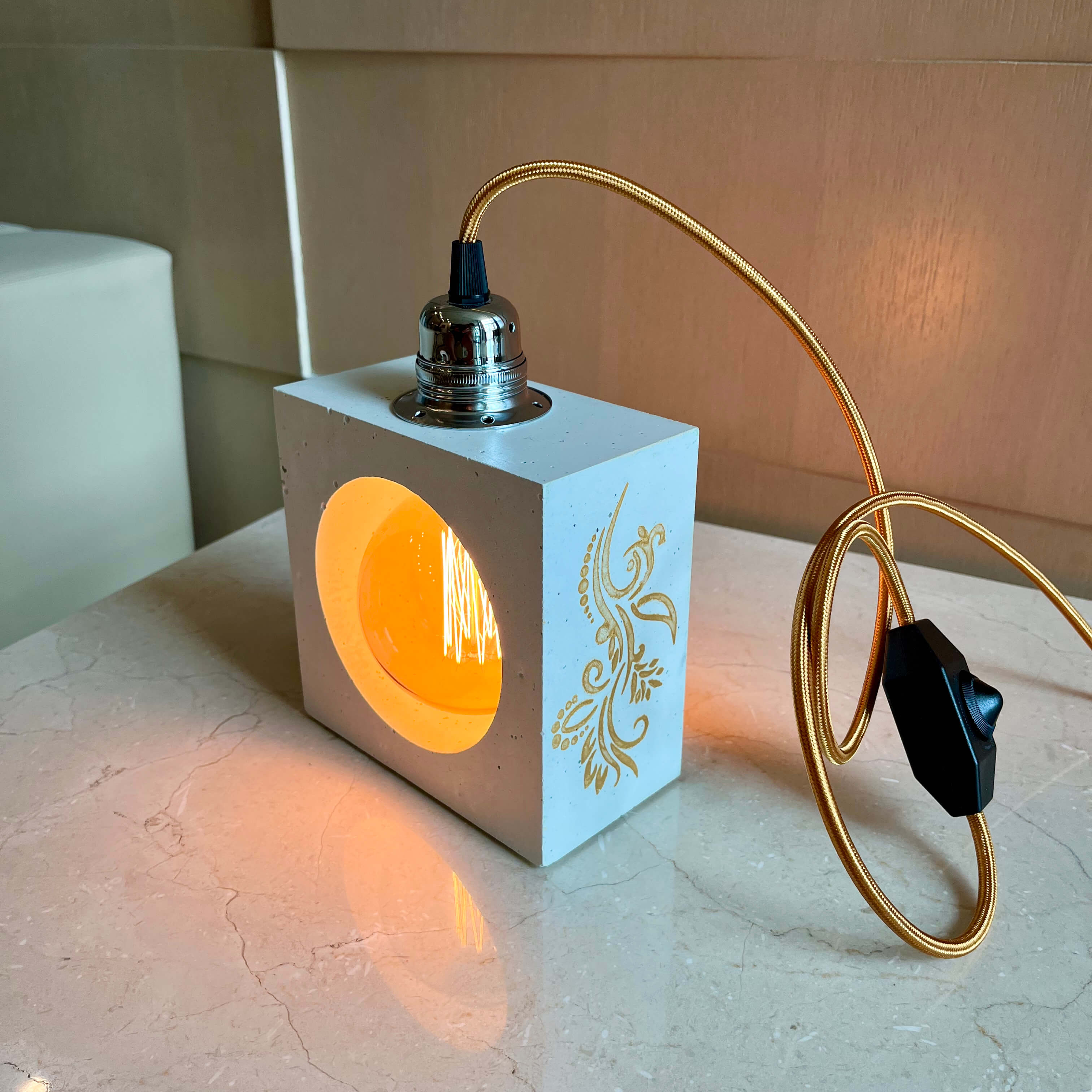 White Concrete Table Lamp