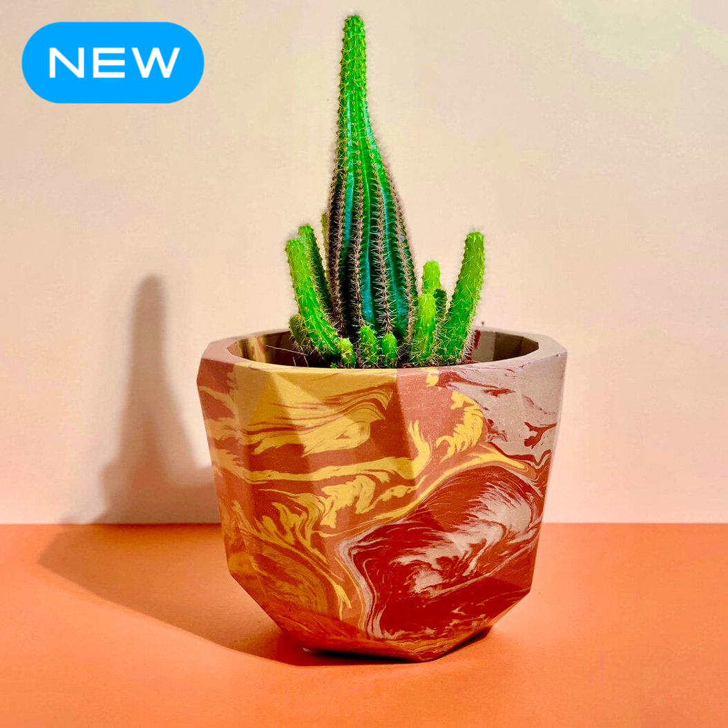 Marble Geometric Sandtone Plant Pot