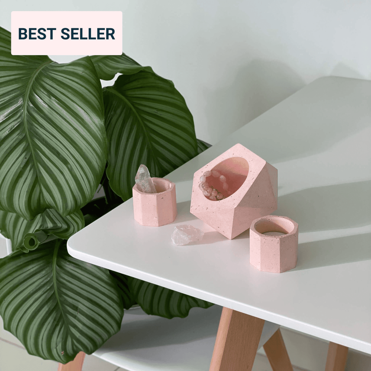 Pink Geometric Pot Set