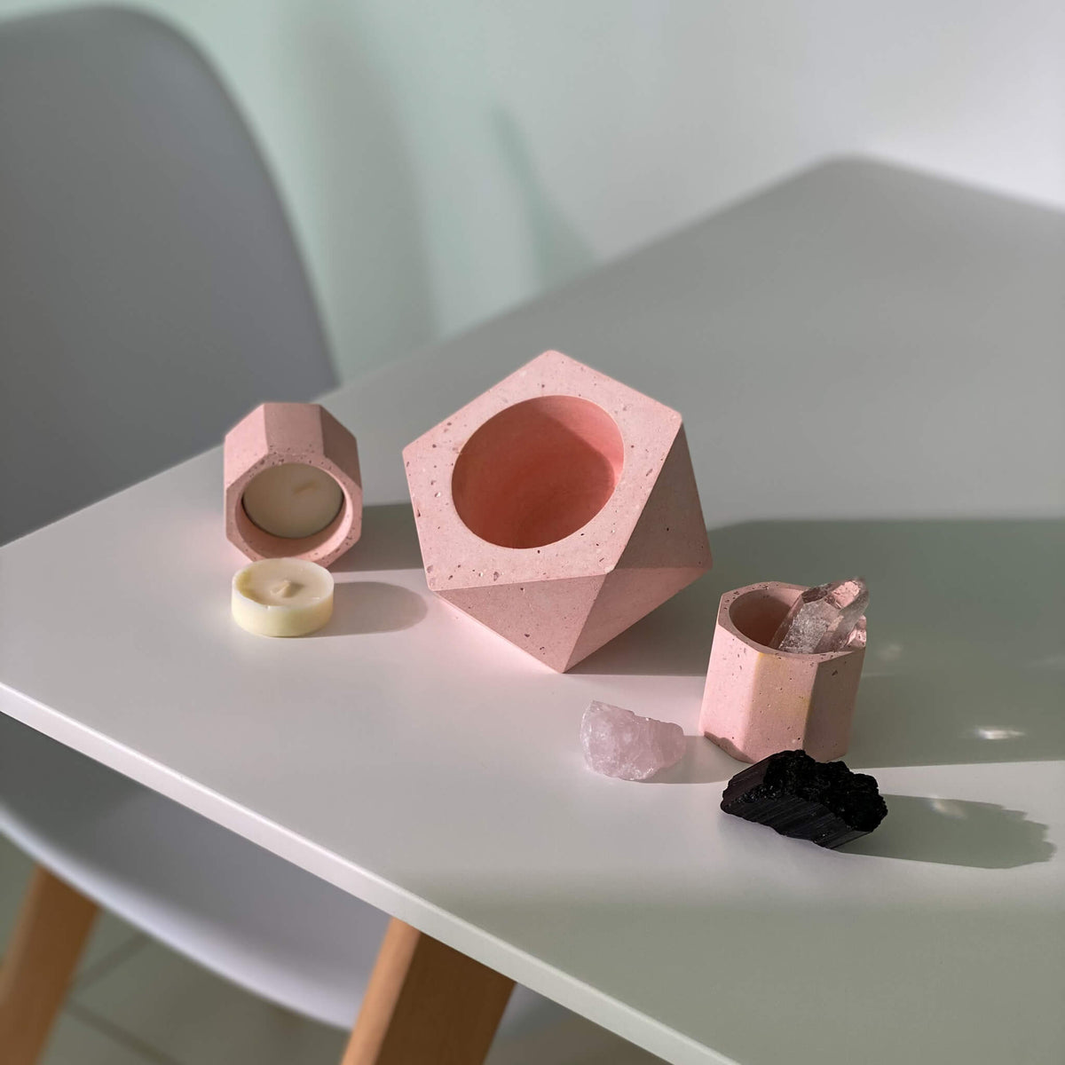 Pink Geometric Pot Set