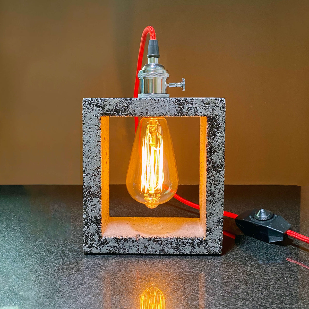 Concrete Table Lamp - Charcoal Black
