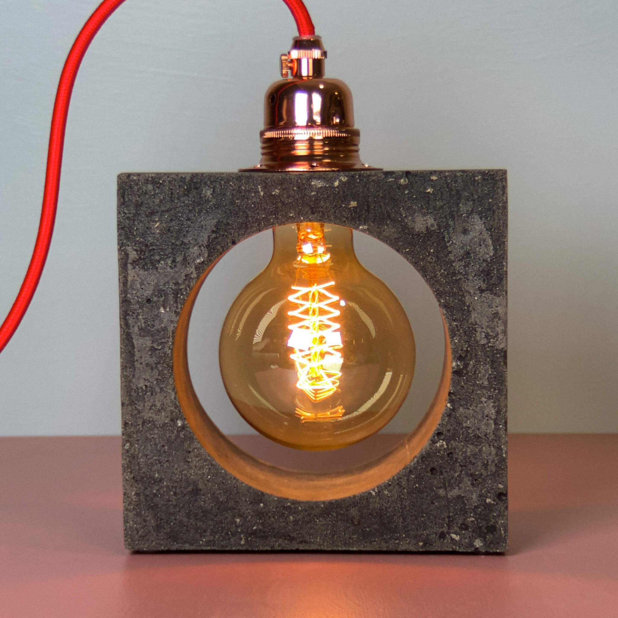 Charcoal Industrial Table Lamp Concrete - Edison light